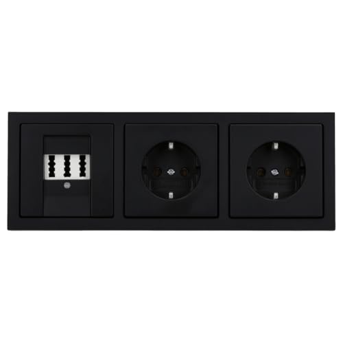 Busch-Jaeger future linear Komplett-Set: Rutenbeck Telefondose TAE 3x6 NFN Up0 rw mit Zenralscheibe + 2x 20 EUC-885 Steckdose + 1723-885K Rahmen 3-fach schwarz matt Busch-Jaeger future linear Komplett-Set: Rutenbeck Telefondose TAE 3x6 NFN Up0 rw mit Zenralscheibe + 2x 20 EUC-885 Steckdose + 1723-885K Rahmen 3-fach schwarz matt von Busch-Jaeger