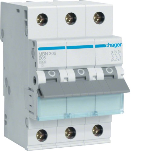 Hager MBN306 LS-Schalter 3 polig 6kA B-6A 3M von Busch-Jaeger