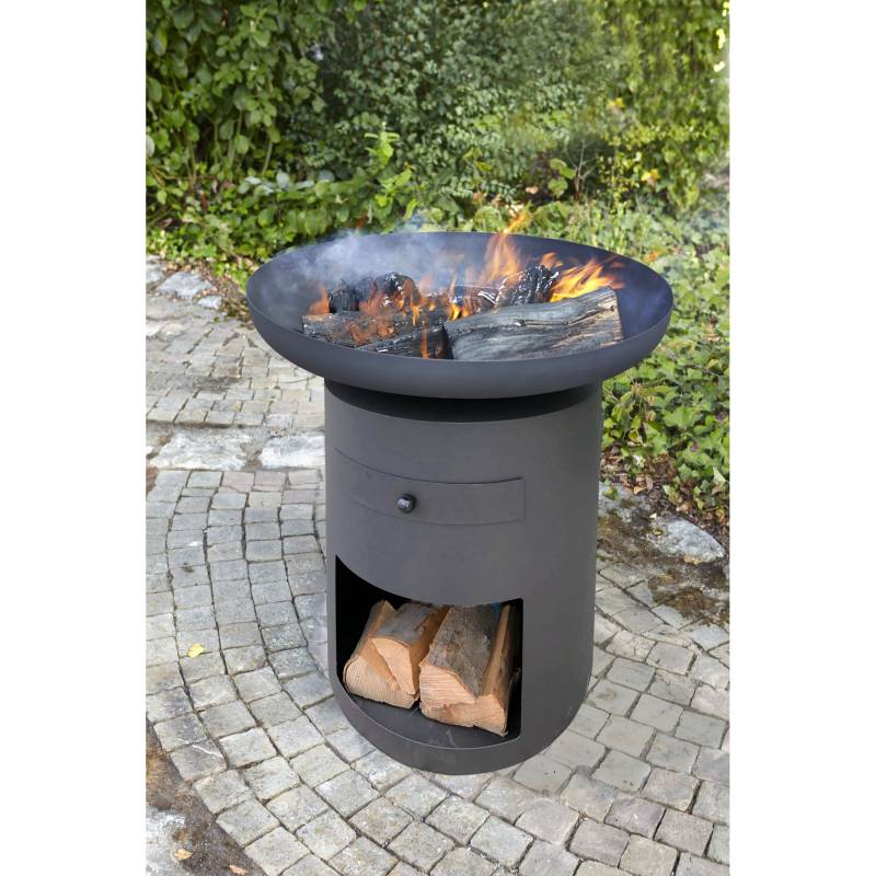 Buschbeck Feuerschale/Planchagrill 'Sioux' Stahl schwarz Ø 80 x 80 cm von Buschbeck