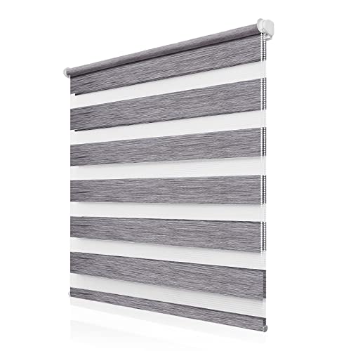 Doppelrollo Klemmfix ohne Bohren 65x150cm(BxH), Rollos für Fenster ohne Bohren Marmor Grau, Duo Rollo Klemmrollo, Lichtdurchlässig & Sichtschutz,Fenster Rollos für Innen von Buseu