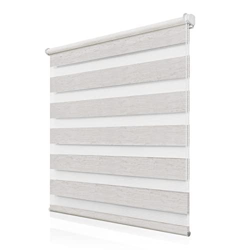 Doppelrollo Klemmfix ohne Bohren 65x220cm(BxH), Rollos für Fenster ohne Bohren Natur, Duo Rollo Klemmrollo, Lichtdurchlässig & Sichtschutz,Fenster Rollo für Innen von Buseu