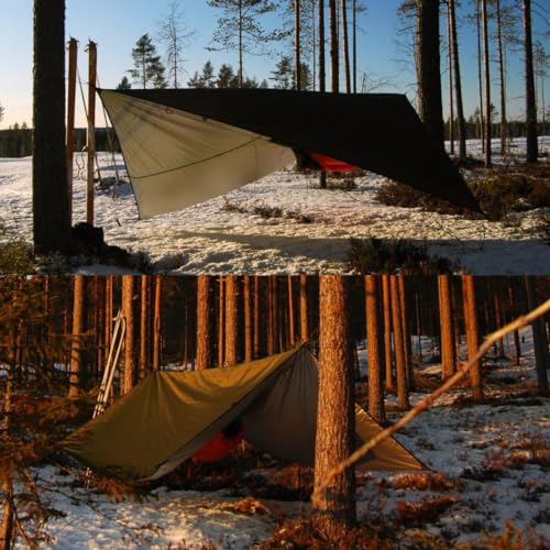 Bushmen ultraleichtes Regen Tarp 3 x 2 Meter mit 13 Fixierungspunkten grün von Bushmen