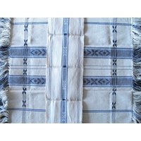 Vintage-Blaue Tischwäsche Tischläufer Und Herzstück Tuch Esszimmer Bettwäsche Blau Indigo Gewebt von BushwickGeneralStore