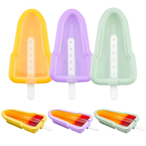Businey Eisformen mit Stäbchen, wiederverwendbare Silikon-Eisformen mit Stäbchen, Mini-Eisformen mit auslaufsicherem Deckel, Silikon-Formen für Eis und Kokosmilch, Joghurt, 6 Stück von Businey