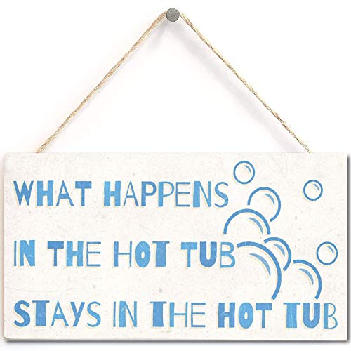 Witziges Schild mit Aufschrift "What Happens in The Hot Tub Stays in The Hot Tub", 30,5 x 15,2 cm, BLTSA-6 (Navy-57) von Buslint