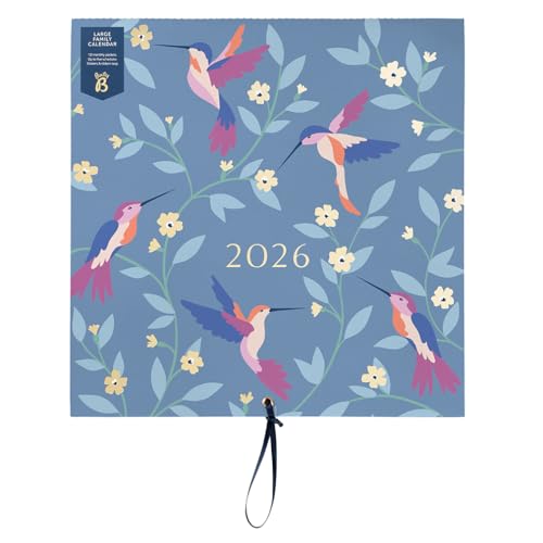 Busy B - Großer Familien-Wandkalender 2026 - Vögel Design mit 5 Spalten & Aufbewahrungstaschen - Monatskalender 2026 für vielbeschäftigte Familien mit farbcodierten Stickern - 30,5 x 30,5 cm von Busy B