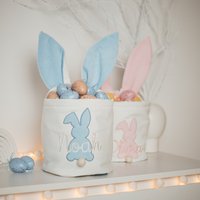 5 Designs Von Osterkörbchen. Personalisierter Osterkorb. Gestickter Korb. Osterhasenkorb. Personalisiertes Baby-Osternest. Geschenke Für Kinder von BusyPuzzle