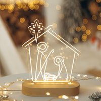 Beleuchtetes Krippenset, Christus Wurde Geboren Nachtlicht, Krippenlicht, Feiertagsdekor, Krippendekoration, Krippenlampe, Weihnachtsgeschenke von BusyPuzzle