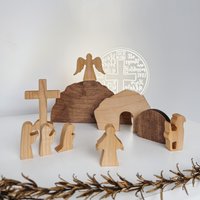 Jesus Ist Auferstanden, Auferstehungsszene, Osterkrippe, Osterdekoration Aus Holz, Ostergeschenke, Weihnachtsdekoration von BusyPuzzle