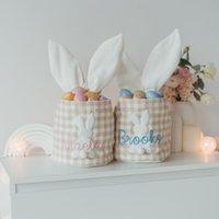 Jungen & Mädchen Osternest Personalisiert. Ostern Baby-Geschenke. Körbe Für Die Ostereiersuche. Selbst Bestickte Ostertasche. Hase Geschenk Kinder von BusyPuzzle