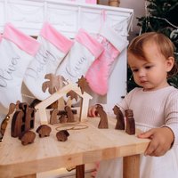 Kinder Holz Krippe Set Weihnachtsdekoration Haus Handgemachte Farmouse Weihnachtsdekor Ornament Geburt Von Jesus von BusyPuzzle