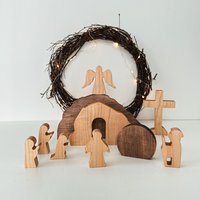 Ostern Dekor Auferstehung Szene Christian Handgemachtes Andenken Zuhause Geschenk Religiöse Familiengeschenke Leeres Grab Massivholz von BusyPuzzle