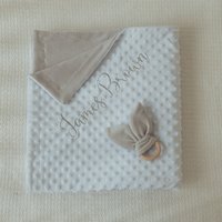 Personalisierte Decke Mit Gestickten Namen, Babypartygeschenk, Taufe Baby-Set, Geschenk Für Baby Nichte, Benutzerdefinierte Neugeborenen Decke von BusyPuzzle