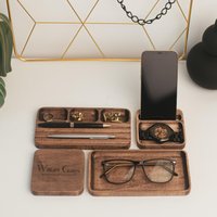 Personalisierte Valentinstag Geschenke Schreibtisch Organisation 4Er Set Holz Gravierte Organizer Für Ihn Jahrestag Ehemann von BusyPuzzle