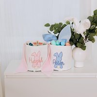 Süßes Besticktes Osterkörbchen Mit Eierdruck Innen. Personalisiertes Osternest Für Jungen Und Mädchen. Personalisierte Ostertasche. Erinnerungskorb von BusyPuzzle