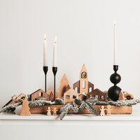 Weihnachtsdorf, Urlaub Dekor, Wiederverwendbare Dekoration, Ornamente Akzente Modernes Weihnachtsgeschenke, Holzhaus Dekor von BusyPuzzle