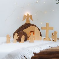 Wiederverwendbare Osterdeko. Ostern Leere Grab Szene. Auferstehung Aus Holz. Er Ist Auferstanden. Christliche Osterdekoration. Religiöses Geschenk von BusyPuzzle