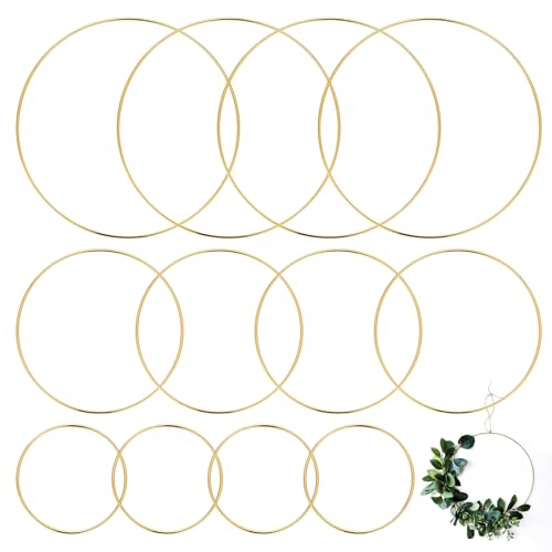 12 STK Metallringe zum Basteln 10cm 15cm 20cm, Runden DIY Drahtringe zum Basteln, Dekoringe zum Hängen, Gold Metall Deko Ringe für Traumfänger Ring Makramee Ring Handwerk Blumenkranz Floristik Ringe 12 STK Metallringe zum Basteln 10cm 15cm 20cm, Runden DIY Drahtringe zum Basteln, Dekoringe zum Hängen, Gold Metall Deko Ringe für Traumfänger Ring Makramee Ring Handwerk Blumenkranz Floristik Ringe von But Oswetf