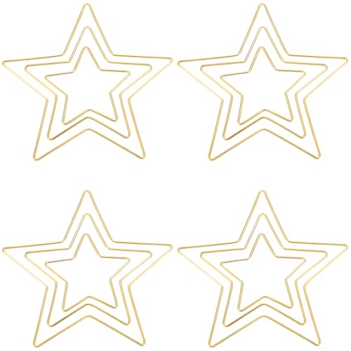 12 STK zum Basteln 10cm 15cm 20cm, Runden DIY Drahtringe zum Basteln, Gold Metall Deko Ringe für Traumfänger Ring Makramee Ring Handwerk Blumenkranz Floristik Ringe (fünfzackiger Stern) von But Oswetf