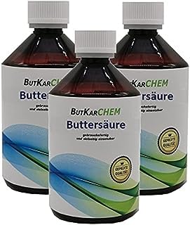 ButKarCHEM (Synthese LabArt.467428 ml Buttersäure *Gebrauchsfertig* Made by Karbid 24 (Varianten 250ml-10Liter) (3x250ml) von ButKarCHEM