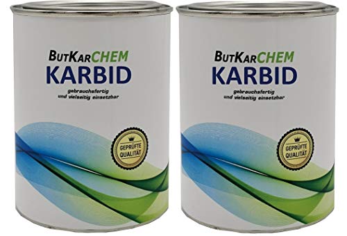 ButKarCHEM 1 Kg Karbid (nur 5% Staubanteil) langanhaltende Gas Entwicklung (in 10-12) in 2x500gr Gebinde von ButKarCHEM