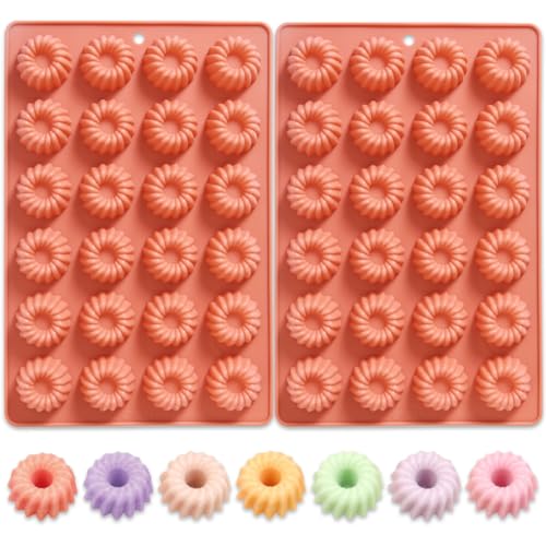 Butabeishy Mini Gugelhupf Silikon-Backform Set, 2 Stück, 24 Mulden pro Form, Backform für Kleine Kuchen, Terracotta-Rosa Butabeishy Mini Gugelhupf Silikon-Backform Set, 2 Stück, 24 Mulden pro Form, Backform für Kleine Kuchen, Terracotta-Rosa von Butabeishy