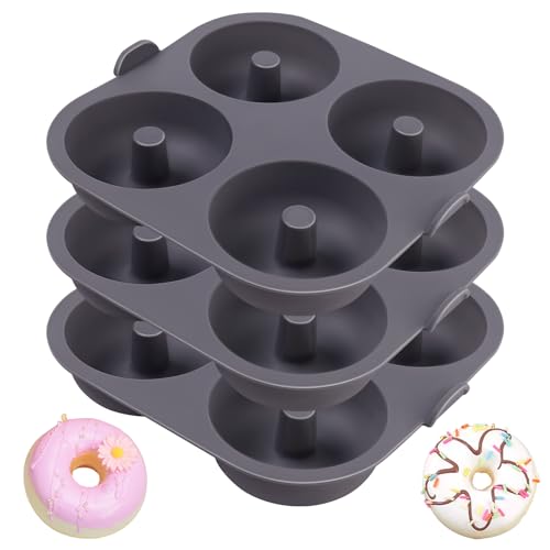 Butabeishy Silikon Donut-Backform Set, 3 Stück, 4 Mulden pro Form für Heißluftfritteusen, 21 x 20cm, Grau Butabeishy Silikon Donut-Backform Set, 3 Stück, 4 Mulden pro Form für Heißluftfritteusen, 21 x 20cm, Grau von Butabeishy