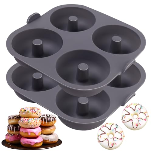 Butabeishy Silikon-Donut-Formen für die Heißluftfritteuse, 2er-Set, 8-fache Antihaft-Donut-Formen mit Tragegriff, Donut-Bagel-Backform für Muffins, spülmaschinenfest, grau Butabeishy Silikon-Donut-Formen für die Heißluftfritteuse, 2er-Set, 8-fache Antihaft-Donut-Formen mit Tragegriff, Donut-Bagel-Backform für Muffins, spülmaschinenfest, grau von Butabeishy
