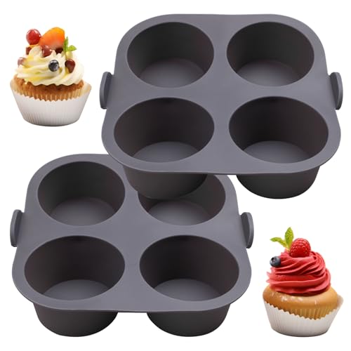 Butabeishy Silikon Muffinform, 4 Mulden, 2er Set, Grau, Antihaftbeschichtet, für Cupcakes und Desserts Butabeishy Silikon Muffinform, 4 Mulden, 2er Set, Grau, Antihaftbeschichtet, für Cupcakes und Desserts von Butabeishy