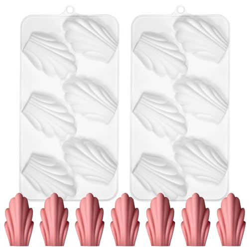 Madeleine Silikonform, 2 Stück Backformen für Muschelplätzchen Schokolade SüßIgkeiten, 6 Vertiefungen pro Form, Weiß von Butabeishy