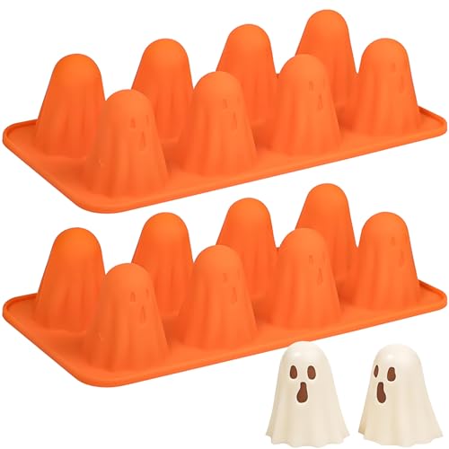 Silikon Halloween Geister-Backform Set, 2 Stück, Orange, für Süßigkeiten und Desserts von Butabeishy