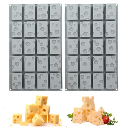 Silikon Käseform Backform, 2 Stück, 29,7 x 17,2 cm, 20 Würfel mit Schweizer Käse Design von Butabeishy
