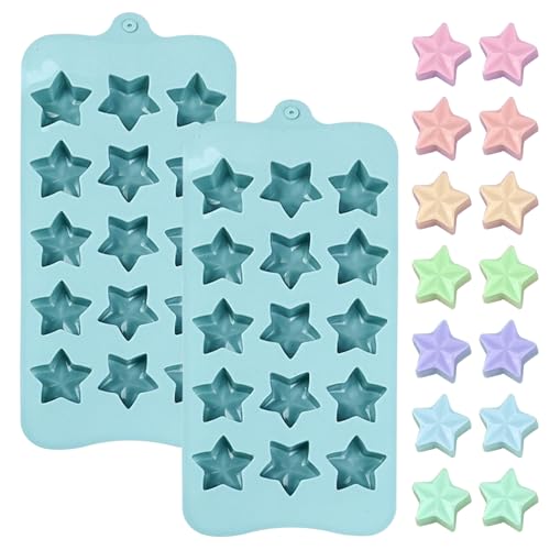 Silikon Sternförmige Eiswürfelform, 2er Set, 15 Sterne pro Form, 21x11cm, Türkisblau, Leicht zu Reinigen Silikon Sternförmige Eiswürfelform, 2er Set, 15 Sterne pro Form, 21x11cm, Türkisblau, Leicht zu Reinigen von Butabeishy