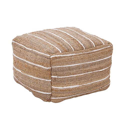 BUTLERS Pouf Sitzwürfel (50 x 50 x 35 cm) -All Nature- Sitzhocker Beige aus Hanf und Baumwolle ideal als Fußablage für Sessel, Bodenkissen oder Fußhocker für Wohnzimmer von BUTLERS