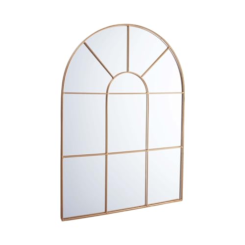 BUTLERS Fensterspiegel - Spiegel in Fensteroptik (50x70 cm) - Halbrunder Wandspiegel mit Rahmen im Vintage-Stil von BUTLERS
