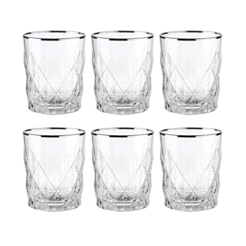 BUTLERS Trinkglas, Set 6x Gläser mit Silberrand 345ml aus Glas -UPSCALE- ideal als Wasserglas, Gläser & Trinkgeschirr, Trinkgläser Set von BUTLERS