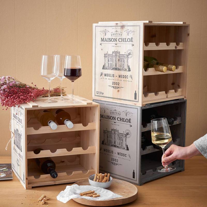 home24 Weinregal Tannenholz Braun/Beige 32 x 39 x 36cm von home24