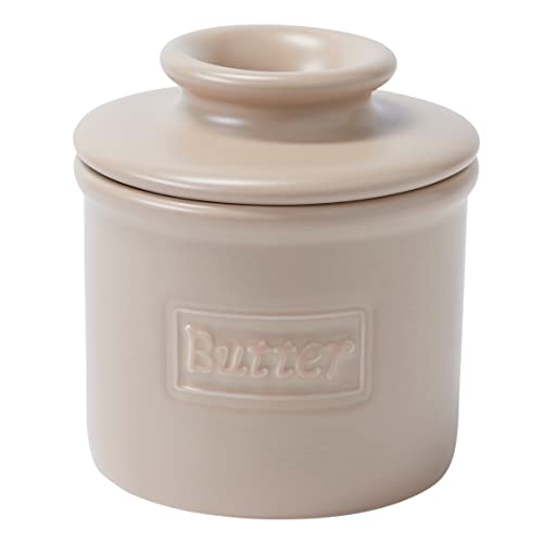 Butter Bell - Der Original Butterglockenrock von L. Tremain, französische Keramik-Butterdose, Café Matte Kollektion, beige von Butter Bell