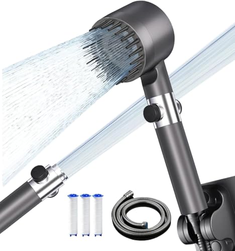 Duschkopf mit Filter Hochdruck Handbrause mit Schlauch,4 Strahlarten Duschkopf Wassersparend mit Filtration, Sparduschkopf mit Antikalk-Funktion Duschbrause für Rest-Chlor,Schwermetall usw Grau Duschkopf mit Filter Hochdruck Handbrause mit Schlauch,4 Strahlarten Duschkopf Wassersparend mit Filtration, Sparduschkopf mit Antikalk-Funktion Duschbrause für Rest-Chlor,Schwermetall usw Grau von ButterFox