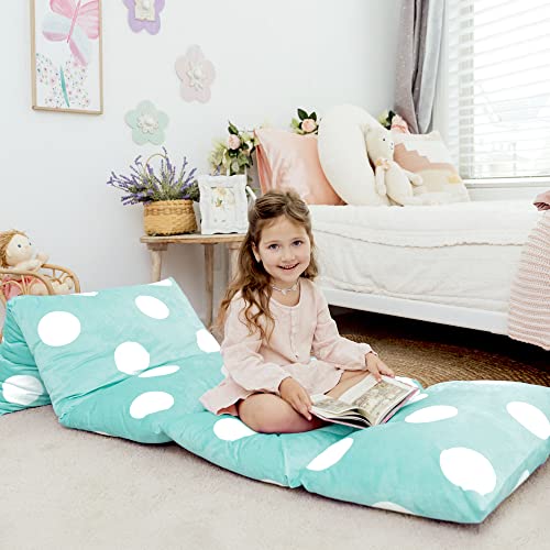 Butterfly Craze Bodenkissen Bett Lounger Abdeckung, gemütliche stilvolle für Kinder Erwachsene, Recliner Bodenkissen für ultimativen Komfort, Kleinkind Nap Matte, nur Abdeckung, Aqua Polka Dot, König von Butterfly Craze