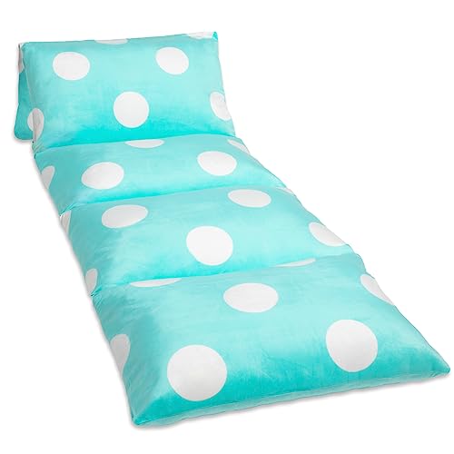 Butterfly Craze Bodenkissen Bett Lounger Abdeckung, gemütliche stilvolle für Kinder Erwachsene, Recliner Bodenkissen für ultimativen Komfort, Kleinkind Nap Matte, nur Abdeckung, Aqua Polka Dot, Queen von Butterfly Craze