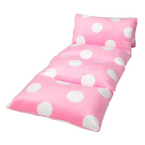 Butterfly Craze Bodenkissen Bett Lounger Abdeckung, gemütliche & stilvolle für Kinder, Recliner Bodenkissen für ultimativen Komfort, Kleinkind Nap Matte, nur Abdeckung, Light Pink Polka Dot, King von Butterfly Craze