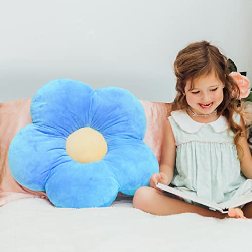 Butterfly Craze Daisy Lounge Flower Pillow - Medium 20 Zoll gemütliche & stilvolle Bodenkissen, perfekte Sitzlösung für Jugendliche & Kinder, maschinenwaschbar, Plüsch Mikrofaser, Blau von Butterfly Craze