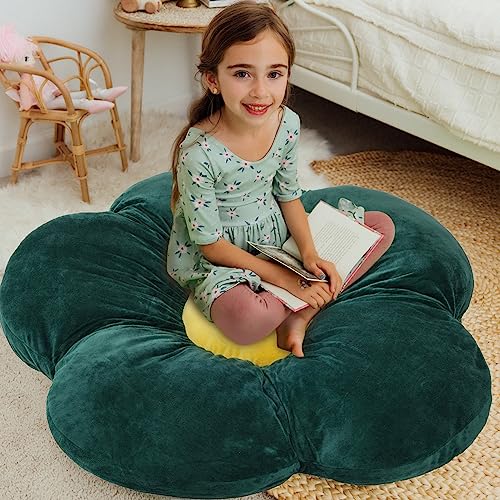Butterfly Craze Daisy Lounge Flower Pillow - Large 35 Inches Cozy & Stylish Floor Cushion, Perfect Seating Solution for Teens & Kids, Machine Washable Aesthetic Decor, Plush Microfiber, Teal von Butterfly Craze
