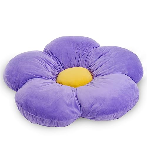 Butterfly Craze Daisy Lounge Flower Pillow - Medium 20 Inches Cozy & Stylish Floor Cushion, Perfect Seating Solution for Teens & Kids, Machine Washable Aesthetic Decor, Plush Microfiber, Purple von Butterfly Craze