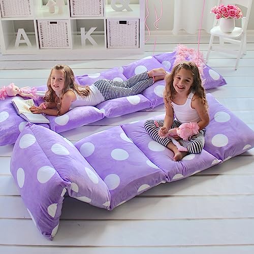 Butterfly Craze Bodenkissen Bett Lounger Abdeckung, gemütliche stilvolle für Kinder Erwachsene, Recliner Bodenkissen für ultimativen Komfort, Kleinkind Nap Matte, nur Abdeckung, lila Polka Dot, Queen von Butterfly Craze