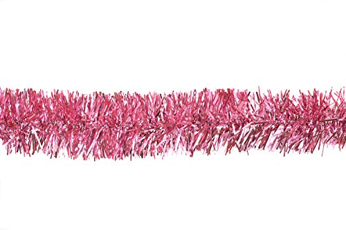 Creativery Weihnachtsgirlande Lametta 5cm x 3 Meter Lamettagirlande Baumgirlande Christbaumdeko, Farbauswahl: rosa von Creativery