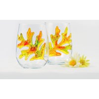 Eichenblatt Weingläser - Set Aus 2 Handgemalten Herbstlaub Weingläsern Herbstblätter Kollektion Eichenblatt Weingläser - Set Aus 2 Handgemalten Herbstlaub Weingläsern Herbstblätter Kollektion von ButterflyRougeStudio