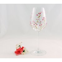 Kirschblüten Weinglas/Goldene Zweige Handgemaltes Qualitätsblumenglas Hübsches Rosa Blumen Geschenk Für Sie von ButterflyRougeStudio