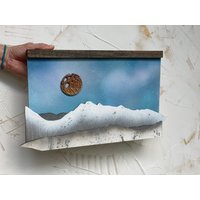 Holz Berg & Mond Wandkunst Einzigartige Ozeanwelle Dekor von ButtonsAndPearl